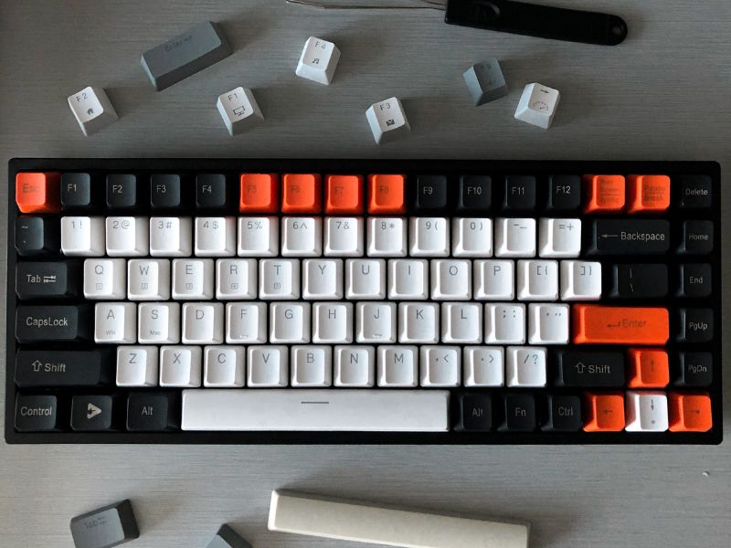 a mechanical keyboard with keycaps