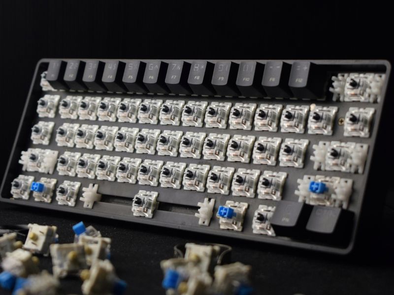 a incomplete custom mechanical keyboard 