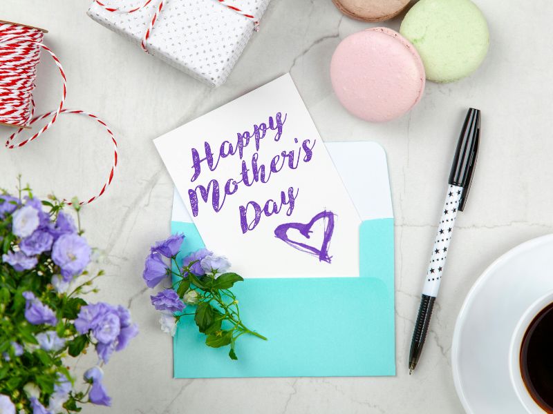 mother's day greeting card in an envelop