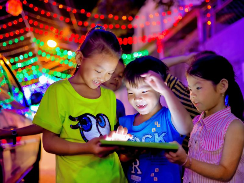 children using a tablet tablets for kids