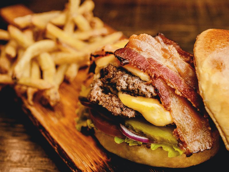 Hamburger and fries