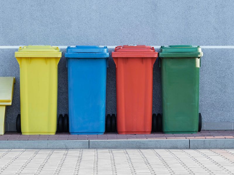 recycling bins in different colours