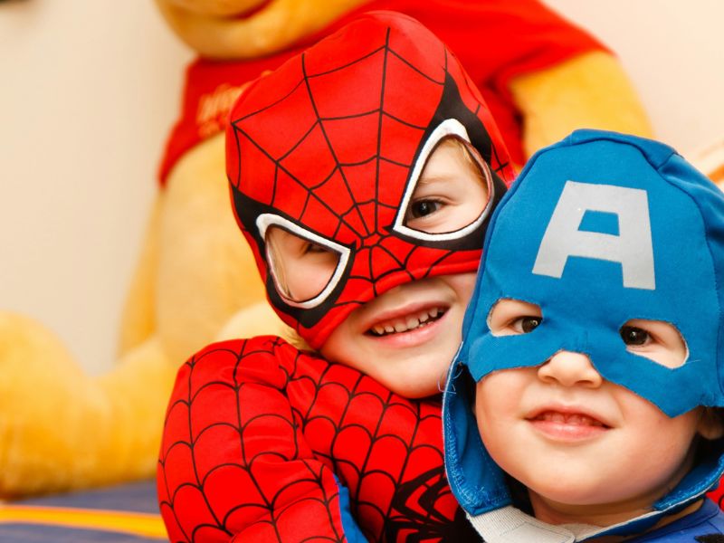 kids wearing superhero costumes halloween costumes for kids